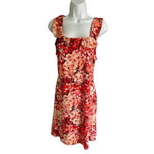 Glamour Floral Dress with Ruffle and Tie in Back Women's Size 8P NEW